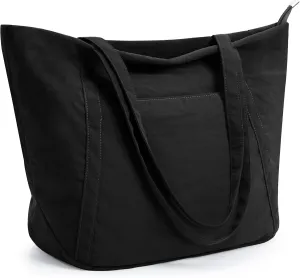 WLLWOO Large Gym Tote Bag for Women Sport Yoga, 24L Travel Beach Bag Lightweight Zipper Shoulder Handbag for Daily Work