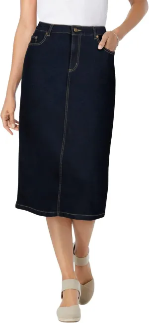 Woman Within Plus Size Petite Stretch Denim Jean Skirt