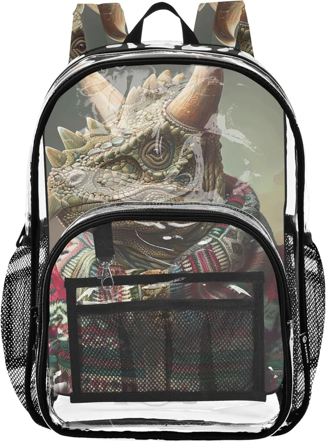 Women Clear Backpack Cute Dressed Dinosaur Funny Boys Backpacks for Girls Plastic Transparent Bookbag