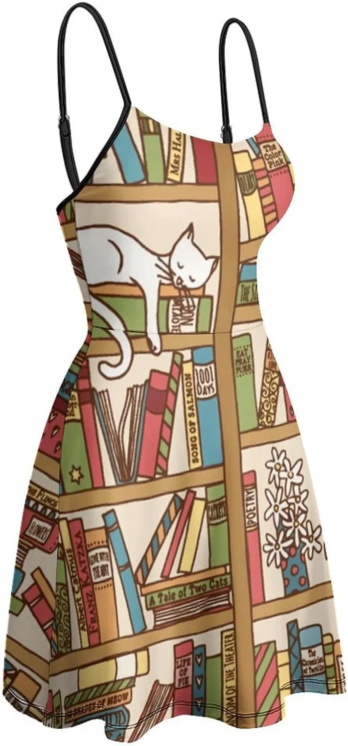 Women Summer Casual Dress Adjustable Spaghetti Strap Backless Beach Sundress
