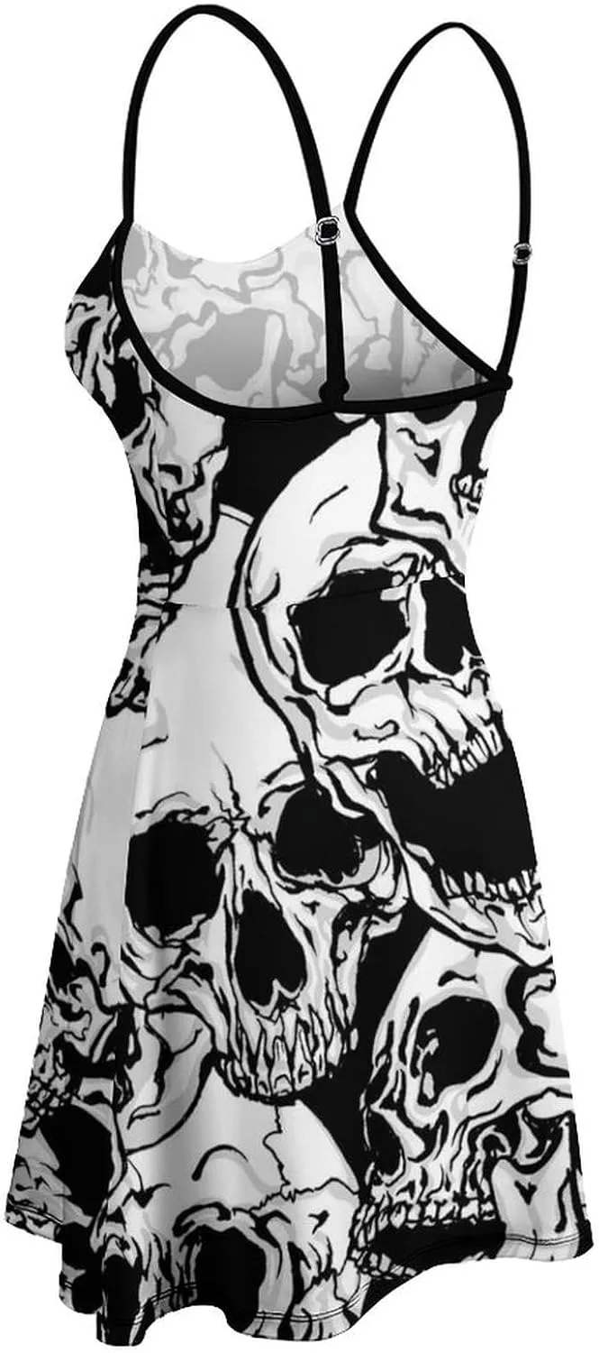 Women Summer Casual Dress Adjustable Spaghetti Strap Backless Beach Sundress
