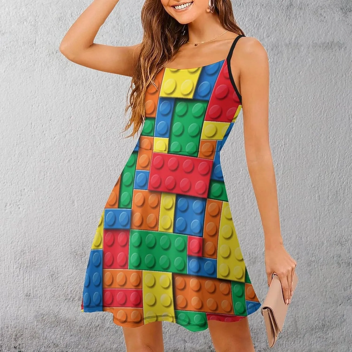 Women Summer Casual Dress Adjustable Spaghetti Strap Backless Beach Sundress