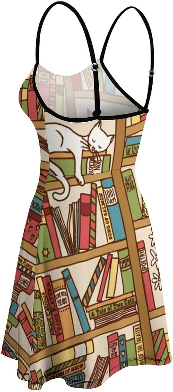 Women Summer Casual Dress Adjustable Spaghetti Strap Backless Beach Sundress
