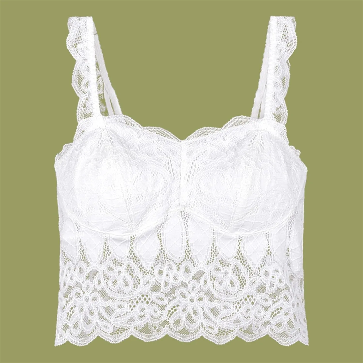 Women White Lace Mesh Tank Top Young Girls Built in Bras Outside Camisole Breathable Stretch Underwear Summer