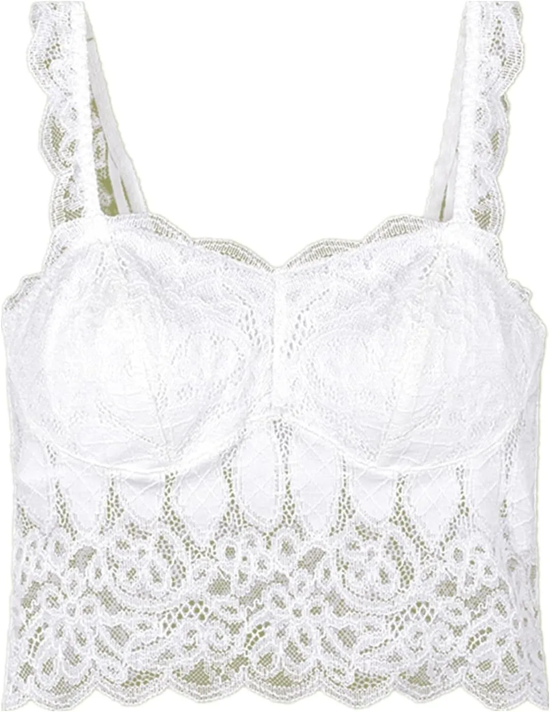Women White Lace Mesh Tank Top Young Girls Built in Bras Outside Camisole Breathable Stretch Underwear Summer