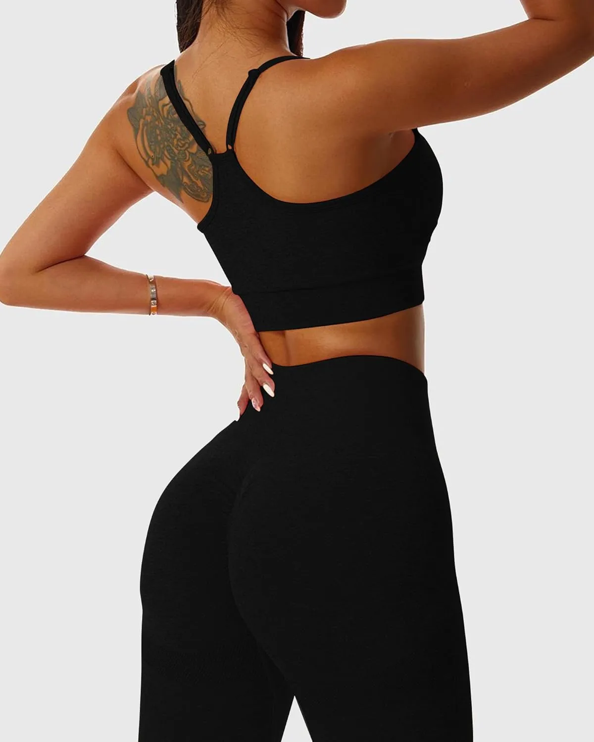 Womens 2 Piece Seamless Workout Sets Butt Lifting Shorts with Padded Stretchy Sports Bra Jogging Yoga Gym Outfits