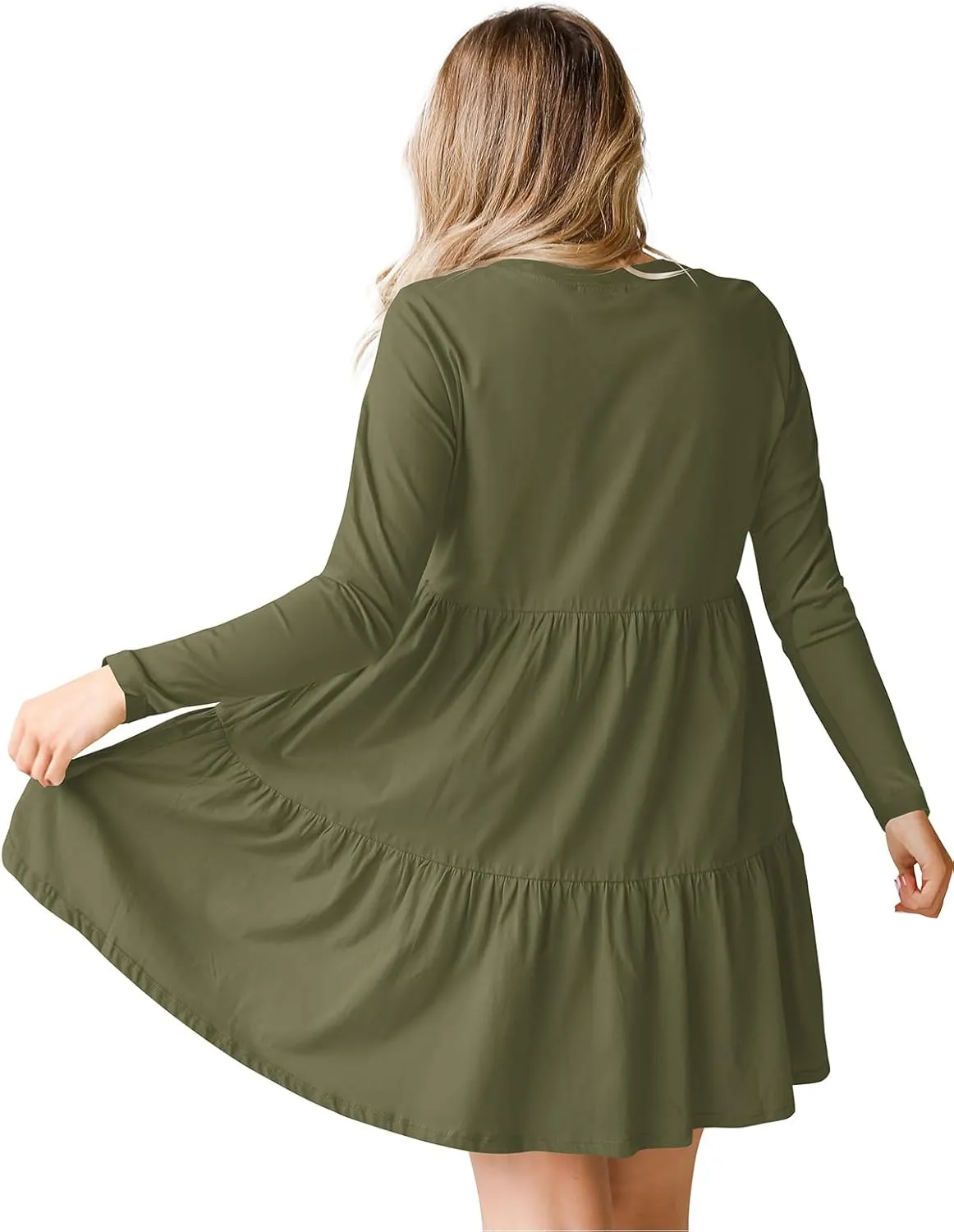 Women's Casual Summer T Shirt Dresses Round Neck Short Sleeve Cute Tiered Loose Flowy Short Dress