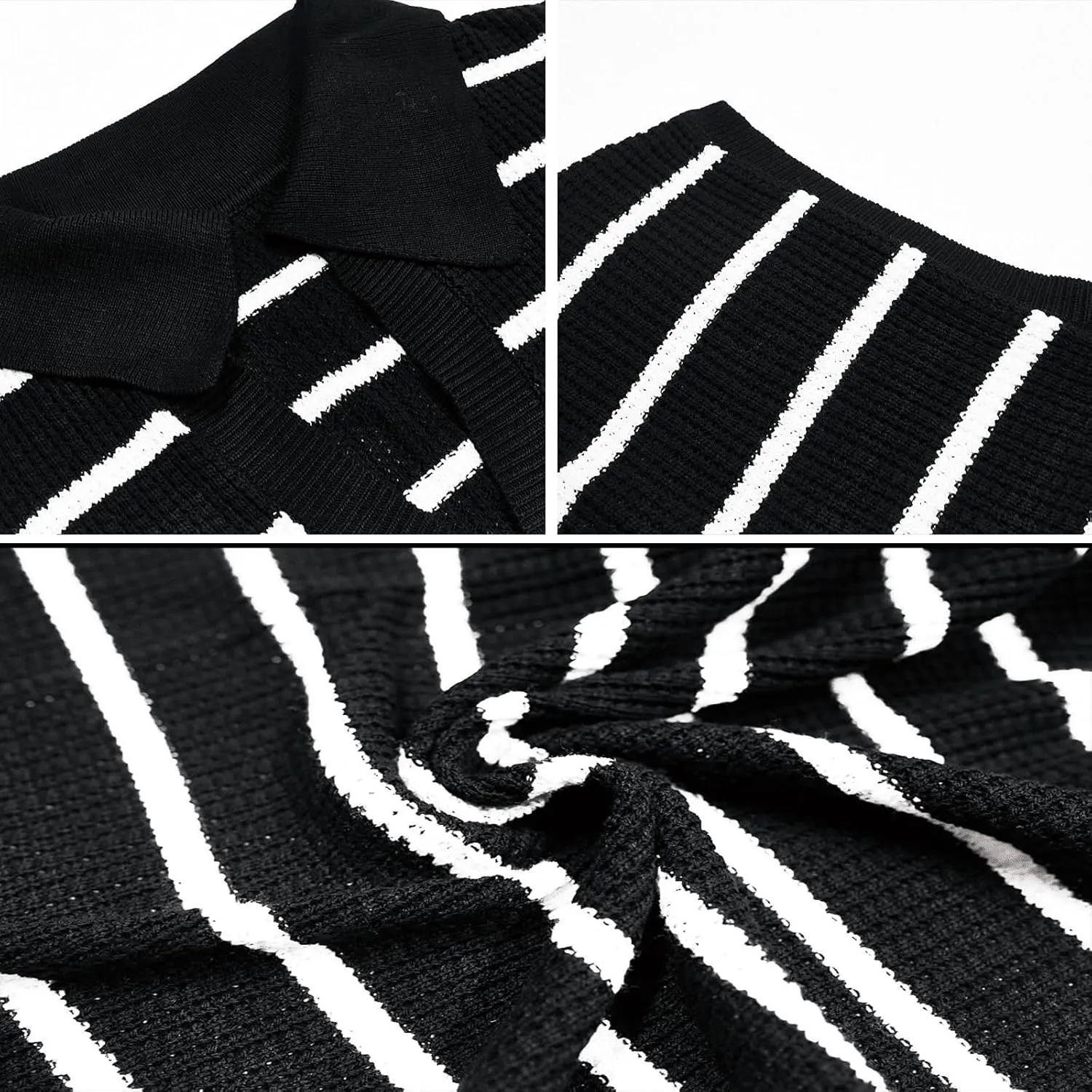 Womens Striped Dresses Short Sleeve V Neck Knit Collared Sexy Slit Loose Maxi Summer Sweater Dress Vacation