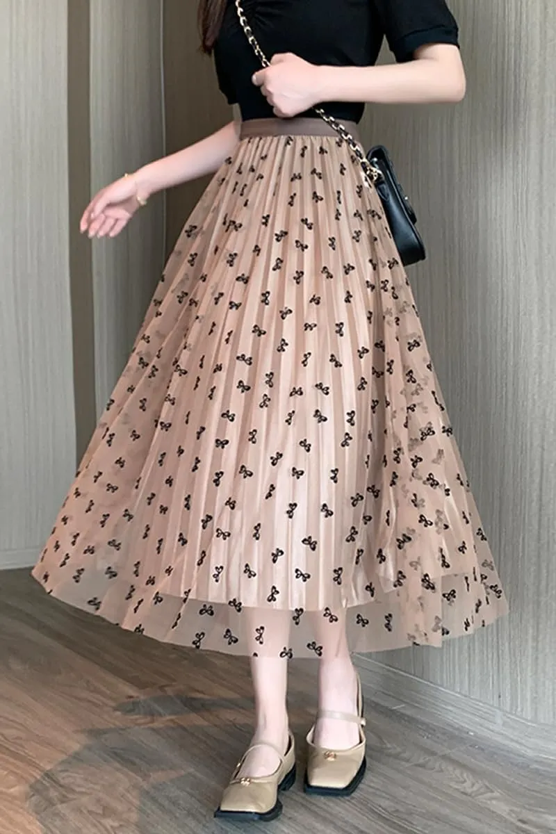 Womens Tulle Skirts Fairy Coquette Midi Elastic High Waisted Pleated Mesh Flowy A-Line Flowy Tutu Skirts