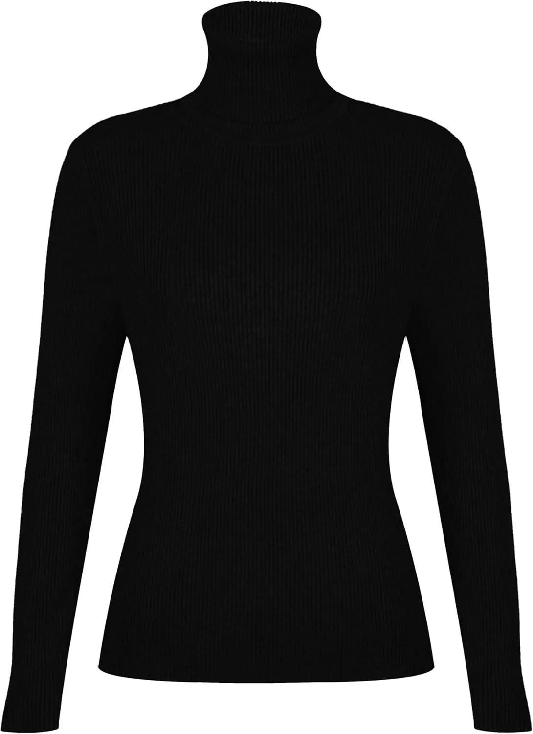 Women's Turtleneck Ribbed Pullover Fashion Long Sleeve Knit Sweater Fall Basic Tops