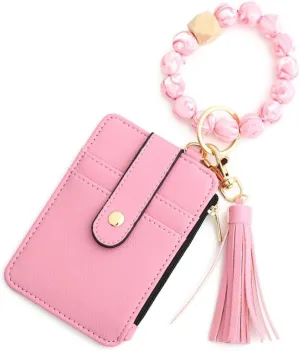 Wristlet Keychain Bracelet Wallet Silicone Bead Keychain Silicone Bead Bracelet KeychainWallet Elastic Keyring Bangle