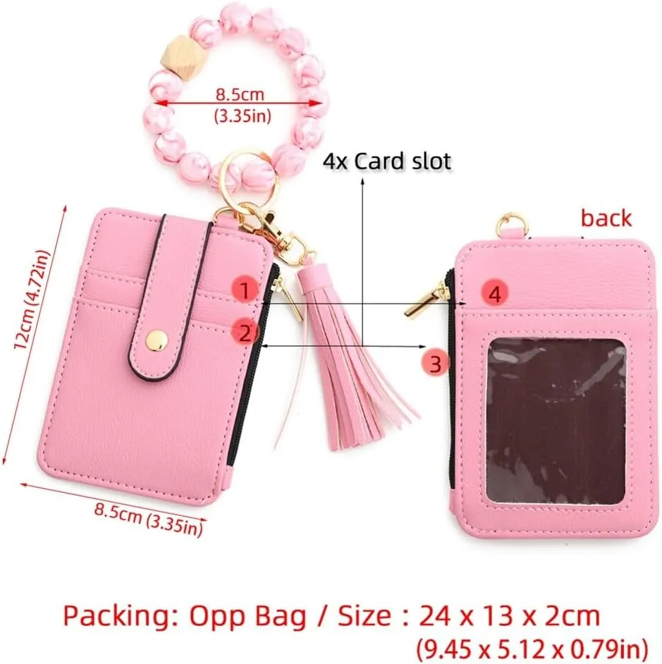 Wristlet Keychain Bracelet Wallet Silicone Bead Keychain Silicone Bead Bracelet KeychainWallet Elastic Keyring Bangle