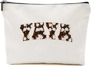 Yaya Gifts Grandma Gifts Makeup Bag Grandmother Gifts Cute Halloween Ghost Cosmetic Bag Gifts for Grandma Women Nanny Zipper Pouch Travel Organizer Thank You Gifts for Halloween party Mothers Day