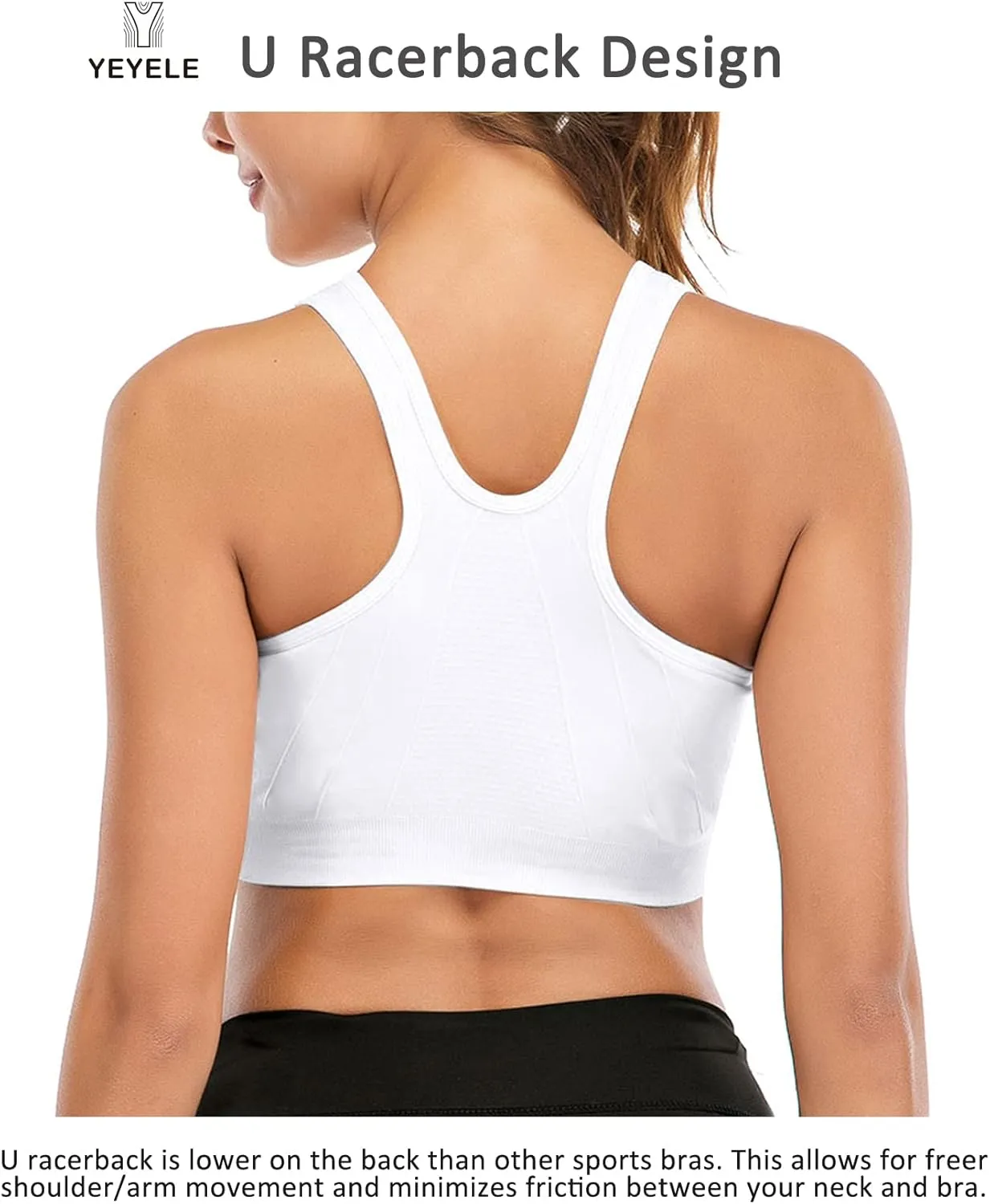 YEYELE Medium Support and Removable Pad Tank Top Racerback Post Surgery Sports Bras for Women