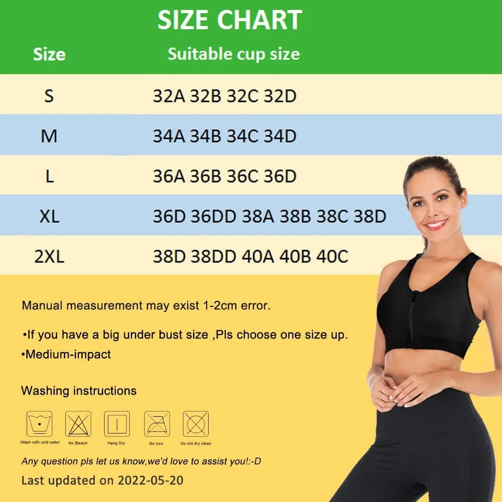 YEYELE Medium Support and Removable Pad Tank Top Racerback Post Surgery Sports Bras for Women