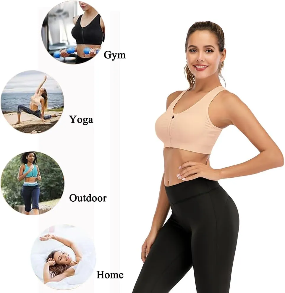 YEYELE Medium Support and Removable Pad Tank Top Racerback Post Surgery Sports Bras for Women