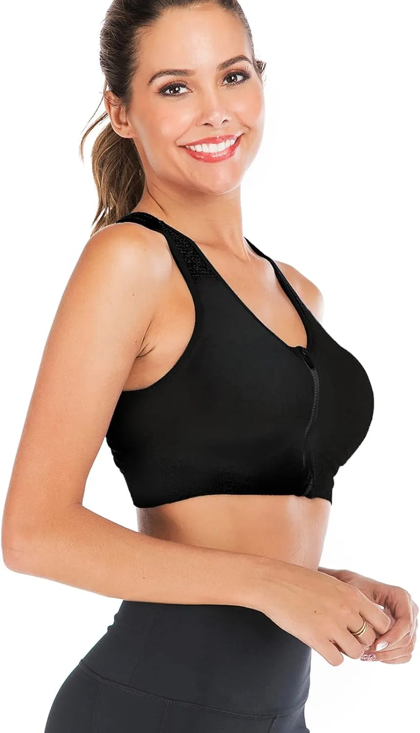 YEYELE Medium Support and Removable Pad Tank Top Racerback Post Surgery Sports Bras for Women