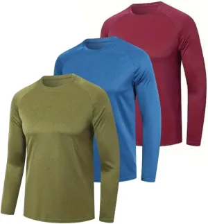 YIBIMOTTO Men's Solid Color Fishing Shirt Long Sleeve Quick Dry Tops Sun Protection Sports Clothing Multi Packs