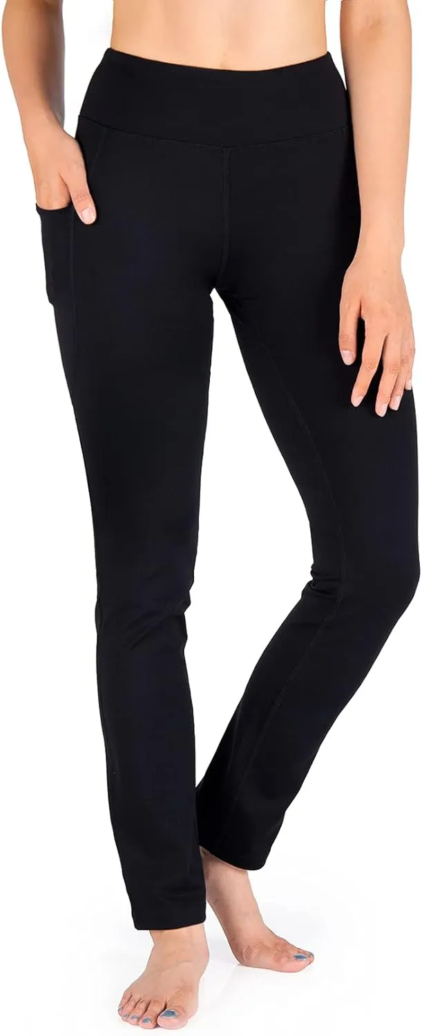 Yogipace,Side Pockets,27"/29"/31"/33"/35"/37",Women's Straight Leg Yoga Pants Slim Fit Lounge Workout Pants