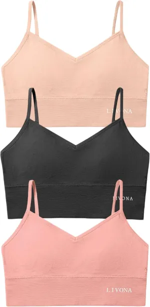 Youth Training Bras for Girls-Sports Bra, Wirefree Bra, Padded Everyday Bra Bralette,Crop Cami Tank Top (6-14)