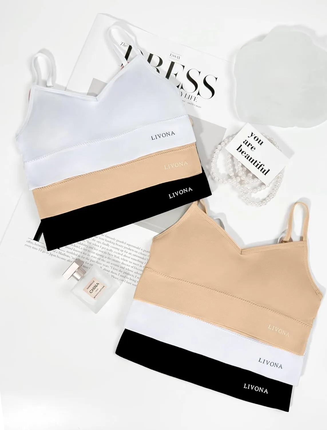 Youth Training Bras for Girls-Sports Bra, Wirefree Bra, Padded Everyday Bra Bralette,Crop Cami Tank Top (6-14)