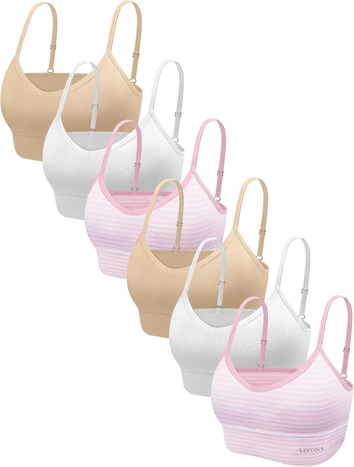 Youth Training Bras for Girls-Sports Bra, Wirefree Bra, Padded Everyday Bra Bralette,Crop Cami Tank Top (6-14)