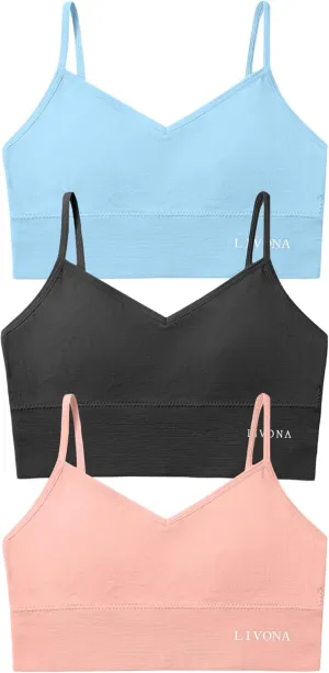 Youth Training Bras for Girls-Sports Bra, Wirefree Bra, Padded Everyday Bra Bralette,Crop Cami Tank Top (6-14)