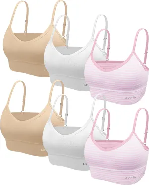 Youth Training Bras for Girls-Sports Bra, Wirefree Bra, Padded Everyday Bra Bralette,Crop Cami Tank Top (6-14)