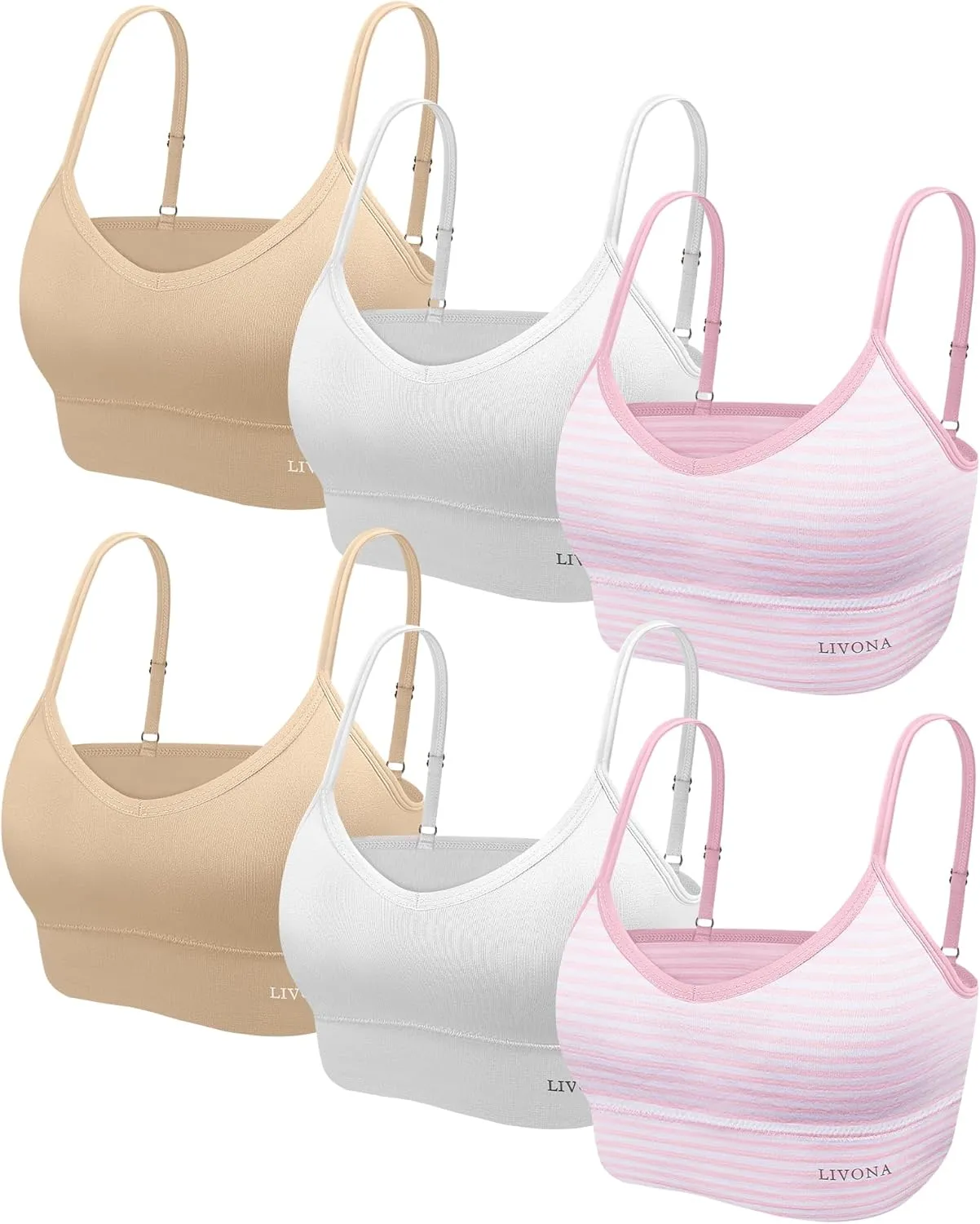 Youth Training Bras for Girls-Sports Bra, Wirefree Bra, Padded Everyday Bra Bralette,Crop Cami Tank Top (6-14)