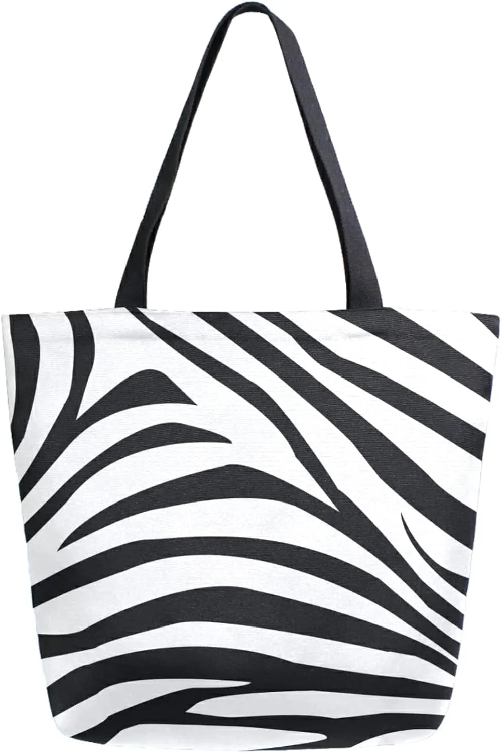 Zebra Stripes Pattern Extra Large Canvas Shoulder Handle Tote Good Storage Bag for Gym Weekender Beach Travel Reusable Grocery Shopping