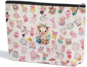 ZHAMEN Pig Gifts Pig Makeup Bag Pig Lover Gifts for Women Female Her Teen Girl Daughter Sister Animal Lovers Girlfriend BFF Best Friend Farm Animals Cosmetic Bag Mothers Nurse Day Graduation Birthday